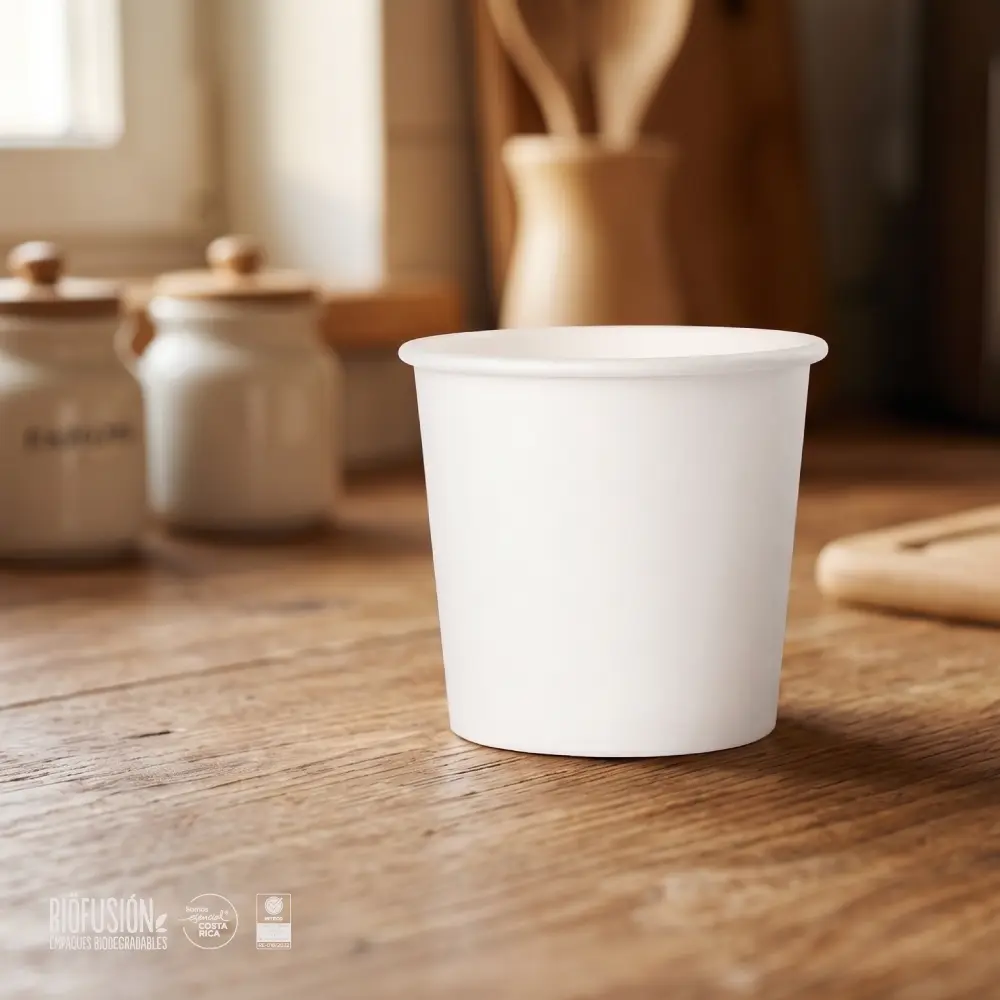 Vasos 4oz Sin Asa Blanco Liso (Papel Sostenible) 1000unid.