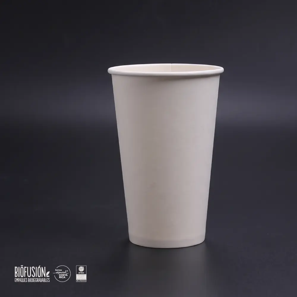 Vasos 16oz Sin Asa Blanco Liso (Papel Sostenible) 40x25 1000unid.