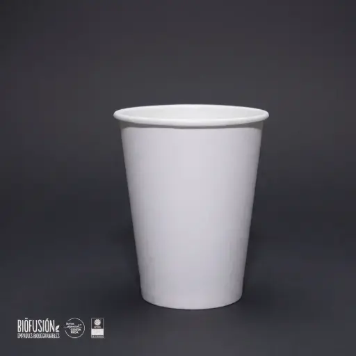 [BIO5001] Vasos 12oz Sin Asa Blanco Pared Sencilla (Papel Sostenible) 50x20 1000unid.